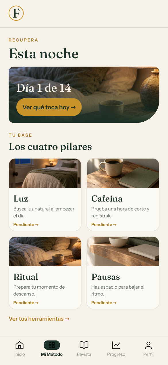 Pantalla de la app: Cuida tu descanso